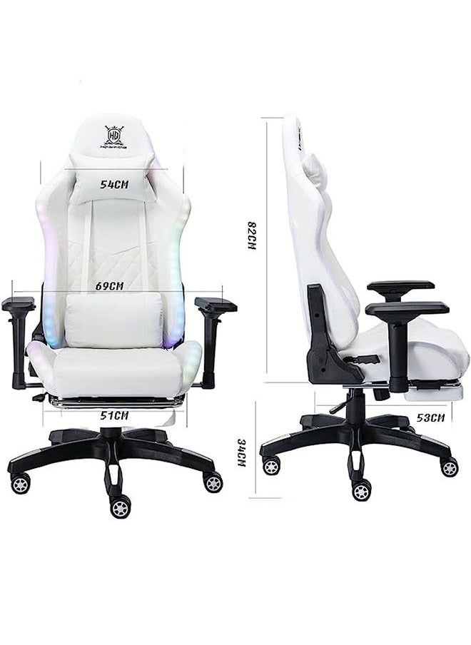 HQ-GAMING - Game Chair with LED Light RGB Gaming Chair with Footrest Large Ergonomic Computer Desk Chair Video Game Chair for Adults Teens for Gaming Live Streaming Room - Image 1