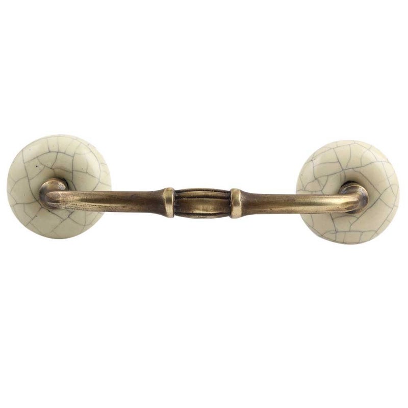 Indian-Shelf IndianShelf 1 Pack Ceramic Door Handles for Cabinets and Drawers Cream Dresser Pulls for Door Antique Hardware 8 Hole to Hole BH532CRACK86 