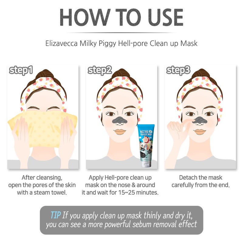Elizavecca Milky Piggy Hell Pore Clean Up Mask 100ml/3.38 fl.oz. - Peel Off Mask, Charcoal Pore Strips, Pore Cleansing, Removes Dead Skin Cells, Removes Skin wastes, Pore Contraction - Image 4