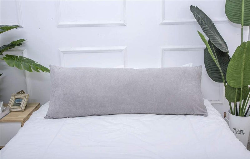 1 MIDDLE ONE Full Size Body Pillow, Large Bed Sleeping Pillow for Side Sleeper, Long Pillow Insert with Breathable Velour Cover, 20x54 Inches (Grey) - Image 3