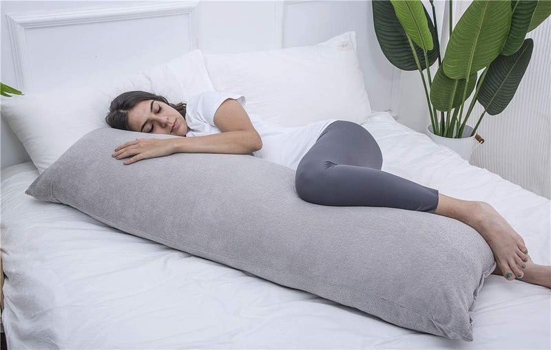 1 MIDDLE ONE Full Size Body Pillow, Large Bed Sleeping Pillow for Side Sleeper, Long Pillow Insert with Breathable Velour Cover, 20x54 Inches (Grey) - Image 5