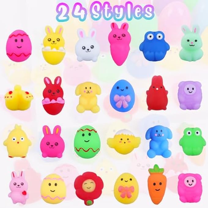TGIQROVE 24 Pack Plastic Easter Eggs Prefilled with Toys, Non Candy Pre Stuffed Easter Eggs with Squishy Egg Toys Inside, Surprise Eggs for Easter Egg Hunt, Easter Basket Stuffers - Image 4