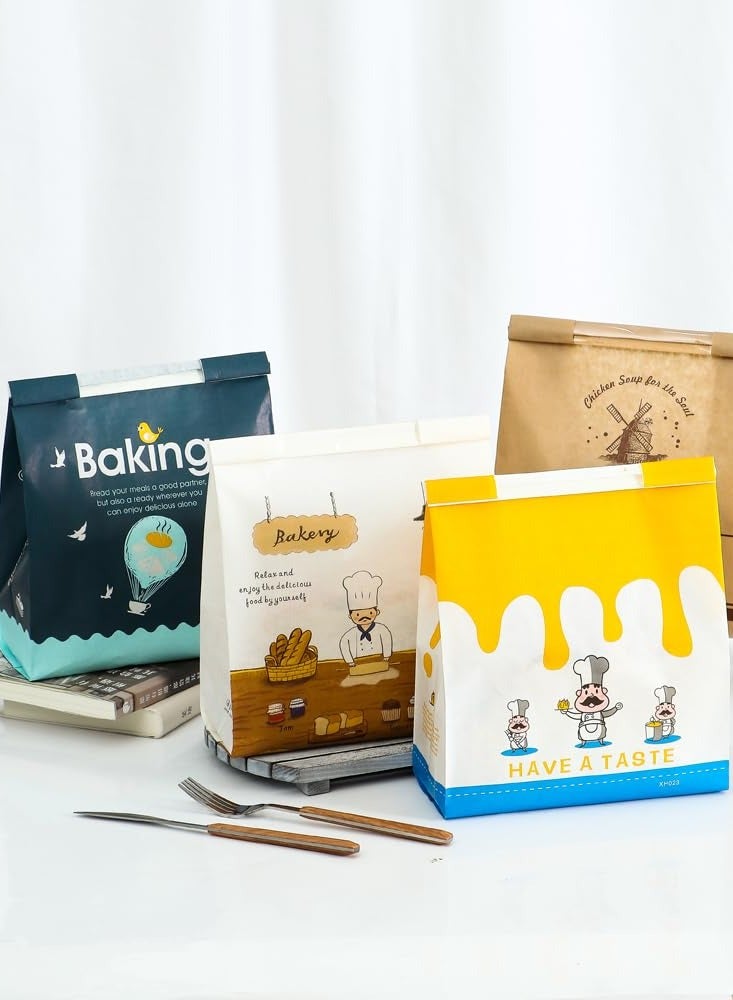 Zikra Bread Bags for Homemade Bread, 50 Pack Large Paper Bread Bags with Window, Bakery Bags Bread Storage Bags, Printed Tin Tie Tab Lock Loaf Bags for Food Packaging Storage, for Toast, Cookie, Bread - Image 2