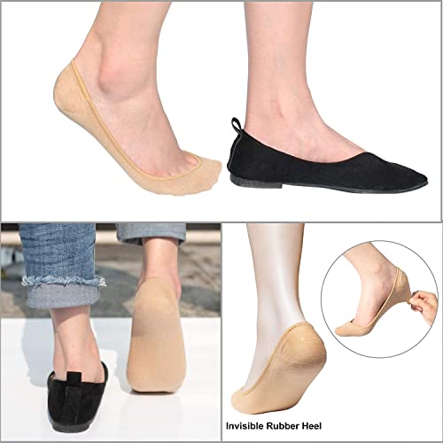 SIXDAYSOX Low Cut Socks for Women 4 Pack Size 5-8 Non-slip Cotton Moisture Wicking No Show Socks for Flats Shoes(Nude) - Image 5