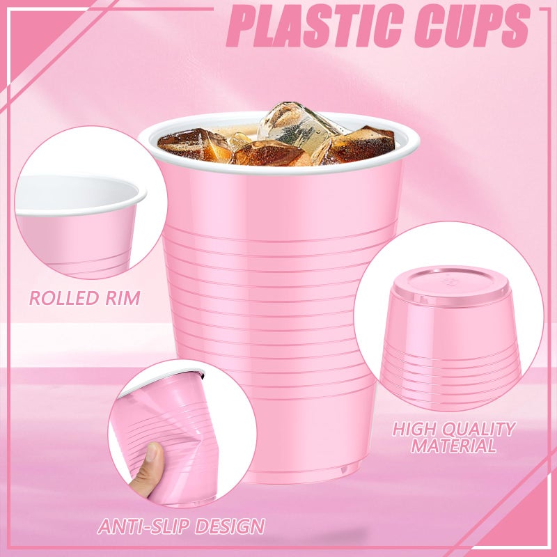 Dualshine 100 Pack Pink Plastic Cups 18 oz  Disposable Heavy Duty Drinking Cups for Party  Graduation Shot Cup for Wedding Birthday Valentine's Day Beer Serving Snack Sample Barbecues - Image 5