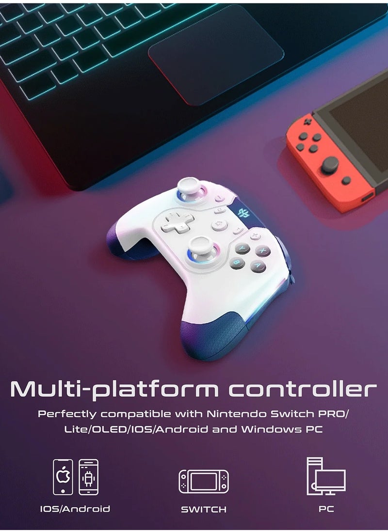 Generic - GXM Alpha E-Sport 4in1 Wireless Pro Controller, White For Nintendo Switch/Android/IOS/PC with RGB Light Bluetooth/Wireless/USB. - Image 1