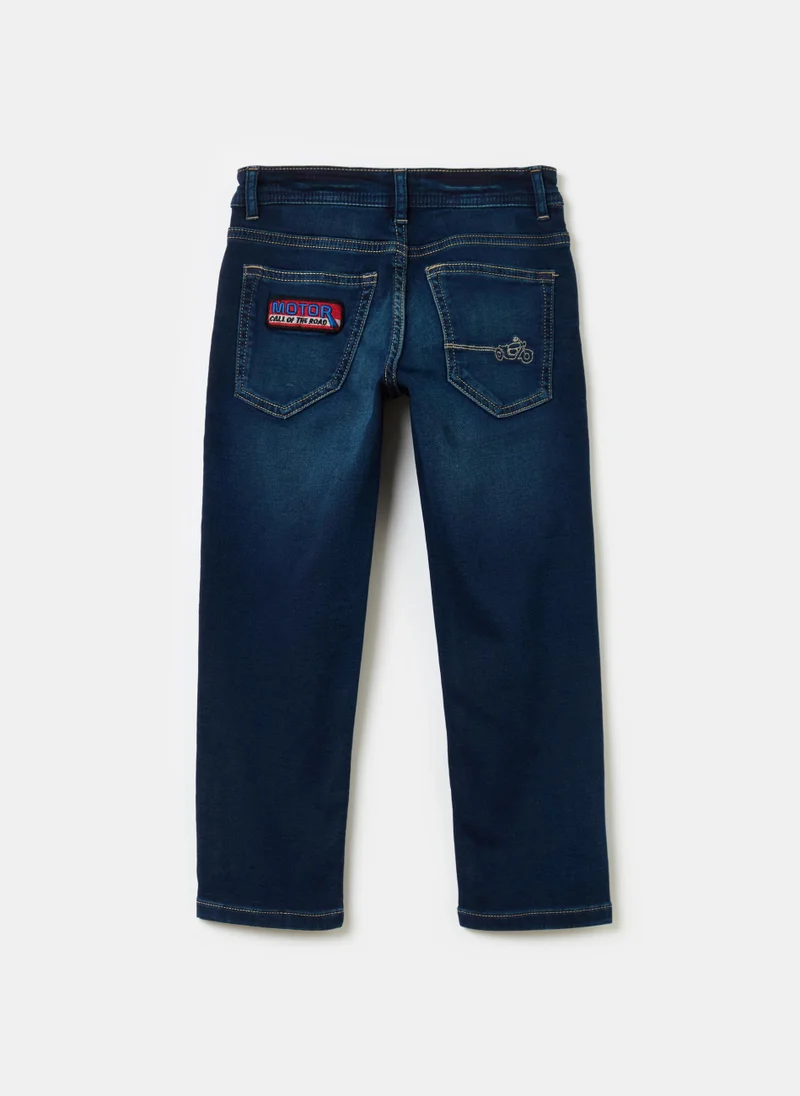 Ovs Regular-fit jeans with patch and motorcycle embroidery