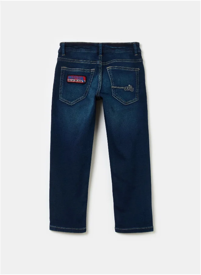 Ovs Regular-fit jeans with patch and motorcycle embroidery
