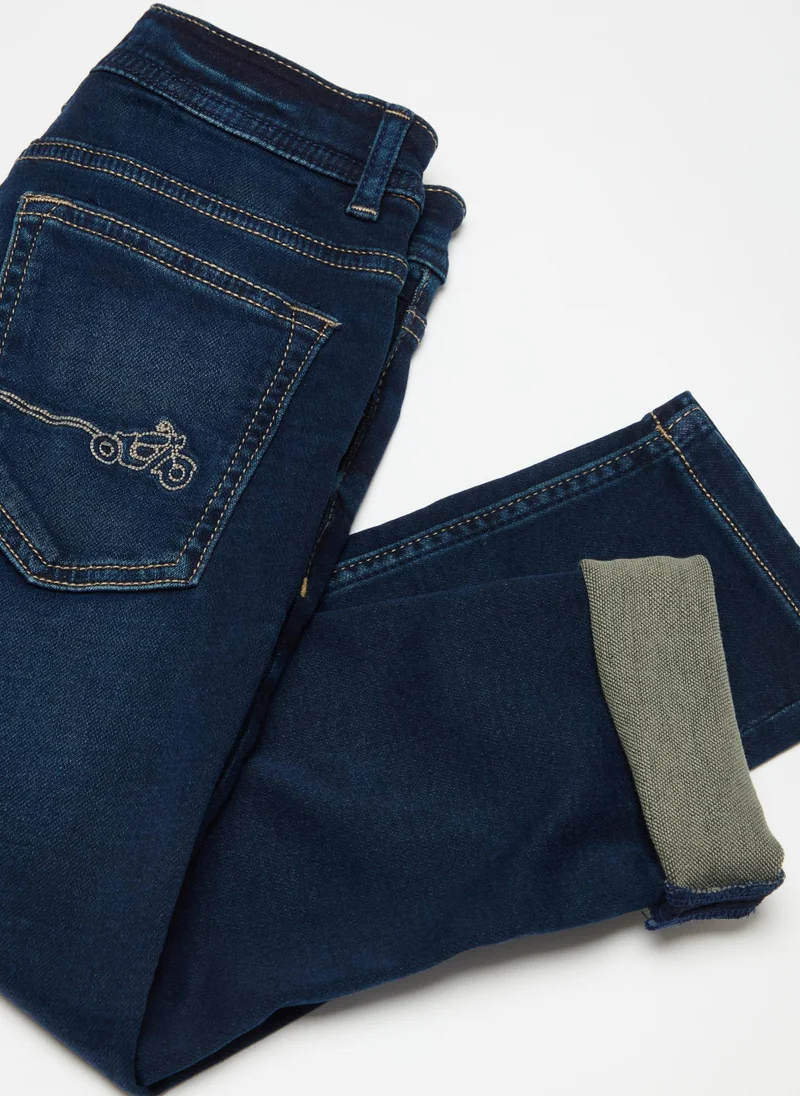 Ovs Regular-fit jeans with patch and motorcycle embroidery