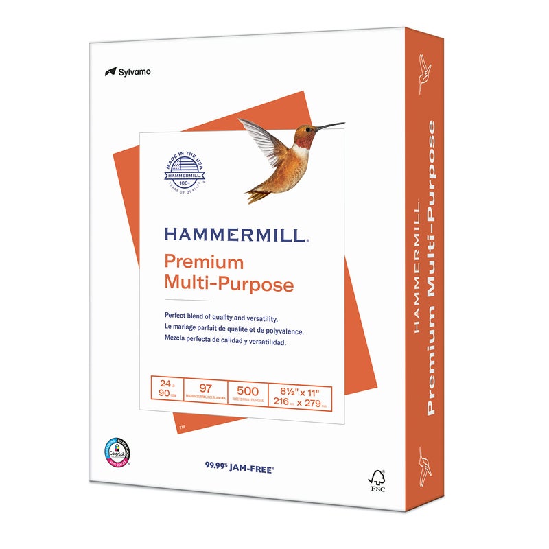 Hammermill Printer Paper, Premium Multipurpose Paper 24 lb, 8.5 x 11 - 1 Ream (500 Sheets) - 97 Bright, Made in the USA, 105810R - Image 1