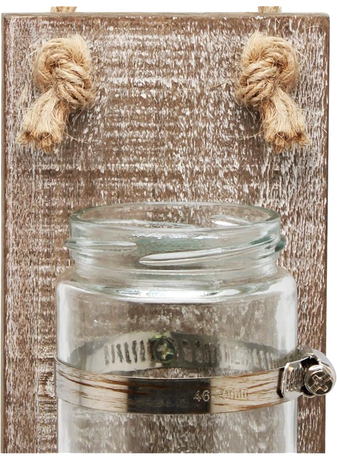 إيروريكس طقم شمعدانات حائط خشبية ريفية بيضاء اللون مع حلقة تعليق - Image 5