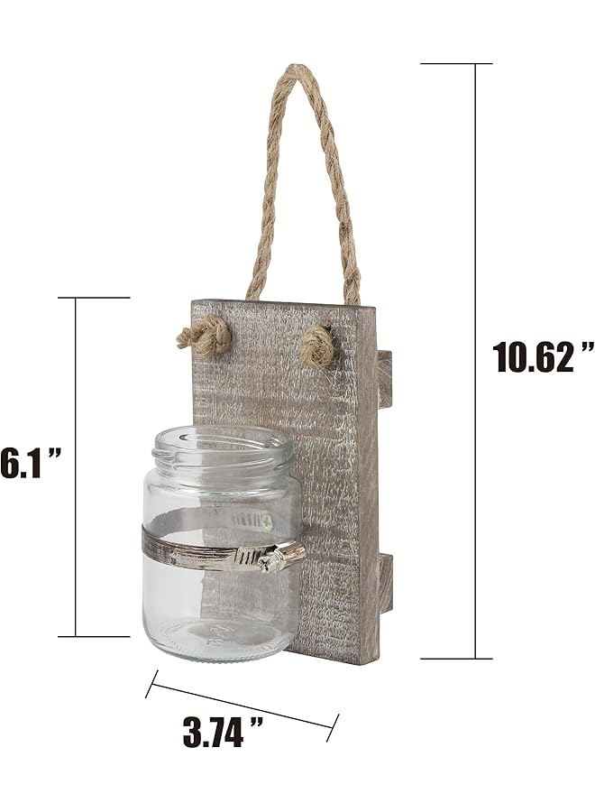 إيروريكس طقم شمعدانات حائط خشبية ريفية بيضاء اللون مع حلقة تعليق - Image 3