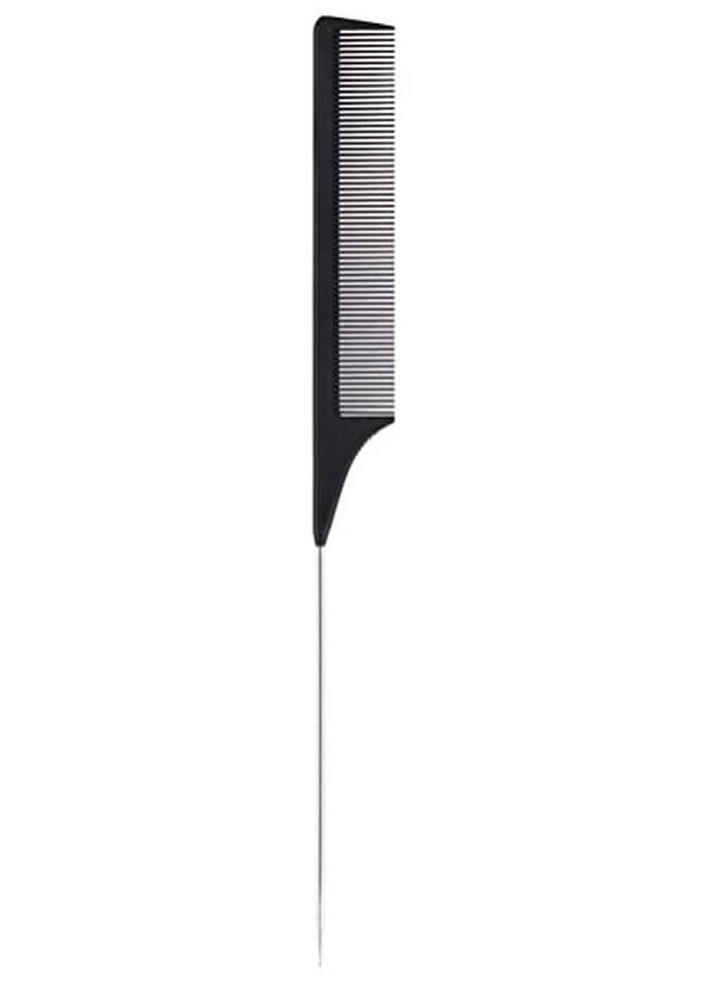 FEEL ME - 1 Pack Professional Carbon Steel Tail Combs Heat Resistant With Metal Pick, Anti Static Black Styling Tail Hair Comb Fine Teeth, Metal Pintail Teasing Comb Brush - Image 1