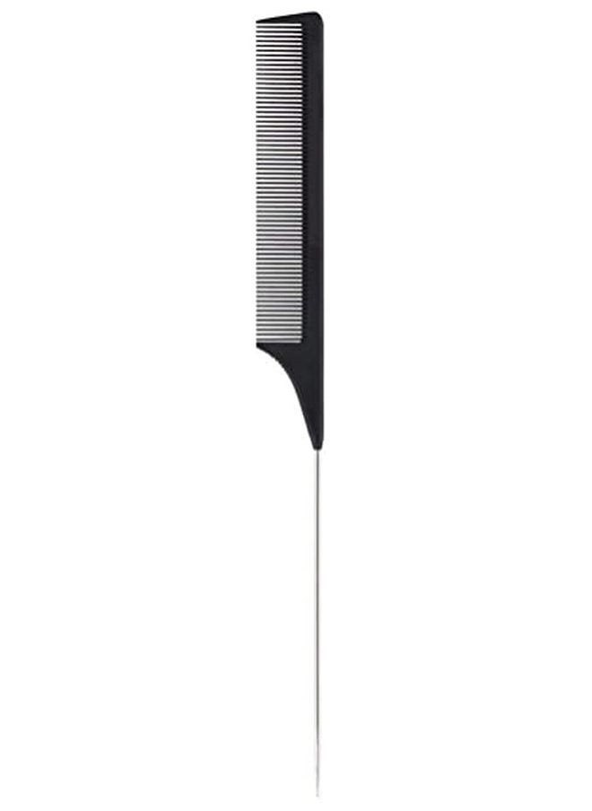 FEEL ME - 1 Pack Professional Carbon Steel Tail Combs Heat Resistant With Metal Pick, Anti Static Black Styling Tail Hair Comb Fine Teeth, Metal Pintail Teasing Comb Brush - Image 1