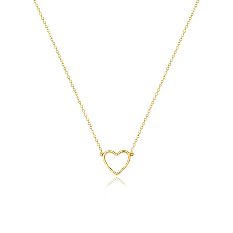 Zeffy Heart Necklace for Women 14k Gold Plated Cute Necklaces Trendy Open Heart Choker Necklaces Dainty Simple Gold Jewelry for Women Gifts - Image 1