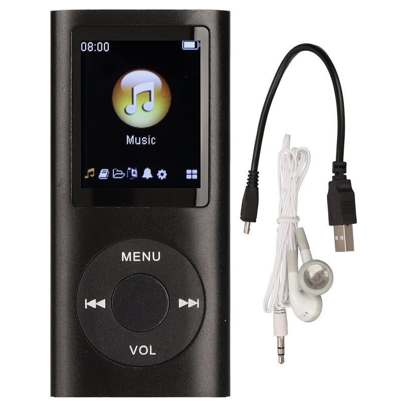 Sorandy MP3 Player Player with 18in LCD Screen Mini USB Port Slim Classic Digital Voice Recorder with FM Radio Speaker Lossless Sound Supports Up to 64GB Earphones Included Black - Image 2