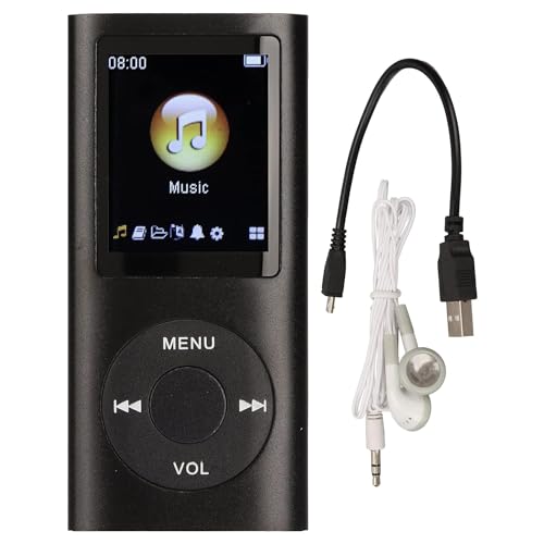Sorandy MP3 Player Player with 18in LCD Screen Mini USB Port Slim Classic Digital Voice Recorder with FM Radio Speaker Lossless Sound Supports Up to 64GB Earphones Included Black - Image 1
