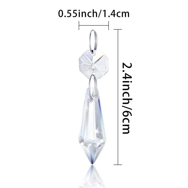 kehail 50PCS Premium Clear Crystal Teardrop Prism 2.4" -Crystal Glass Baroque Chandelier Pendant Drop Loose Beads Suncatcher for Holiday Party/Home/Window Decoration/Chandelier Replacement Parts - Image 2