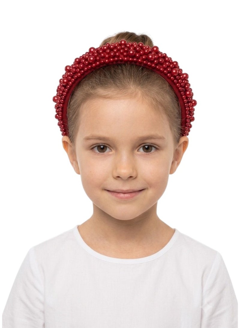 Bidani Faux Pearl Headband - Red - Image 1