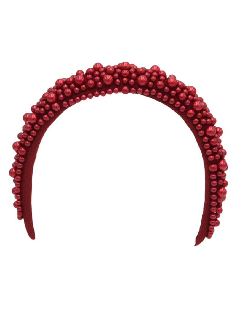 Bidani Faux Pearl Headband - Red - Image 2