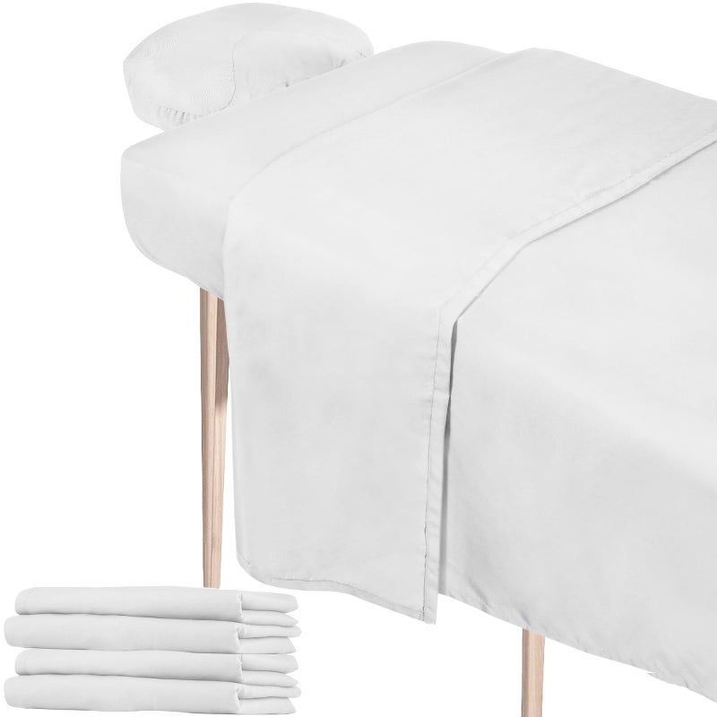 مجموعة أودين 2 من شراشف طاولة المساج الناعمة من الألياف الدقيقة مقاومة للزيت والتجاعيد مجموعة مكونة من 3 قطع لوازم العلاج بالتدليك تشمل غطاء الطاولة وشريحة ملائمة وغطاء للراحة الوجه أبيض