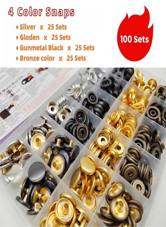 SUNOR 100 Sets Snap Buttons,Heavy Duty Snap Fasteners Kit 15mm Metal Snaps Canvas Snaps,Press Stud for Clothing Leather Boat Cover Fabric - Image 2