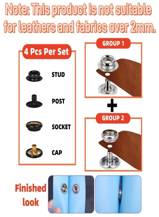 SUNOR 100 Sets Snap Buttons,Heavy Duty Snap Fasteners Kit 15mm Metal Snaps Canvas Snaps,Press Stud for Clothing Leather Boat Cover Fabric - Image 4