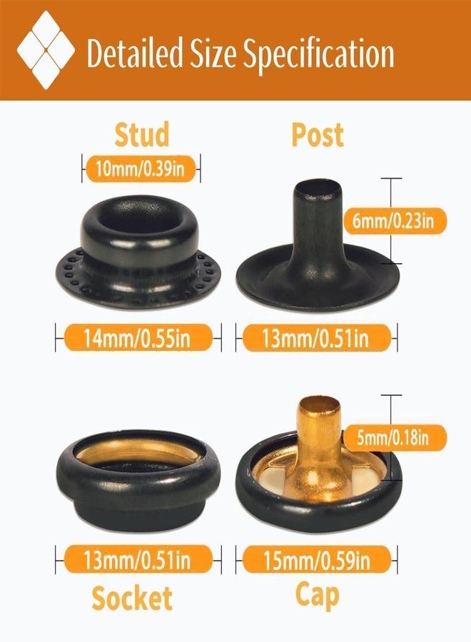 SUNOR 100 Sets Snap Buttons,Heavy Duty Snap Fasteners Kit 15mm Metal Snaps Canvas Snaps,Press Stud for Clothing Leather Boat Cover Fabric - Image 3
