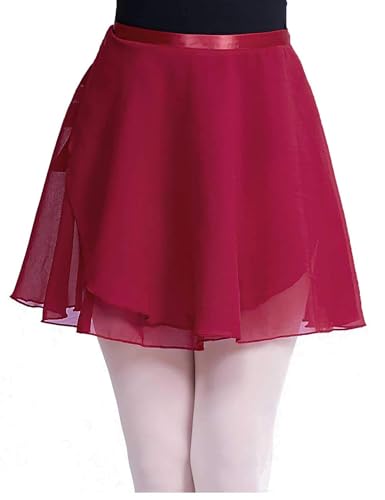Daydance Burgundy Women Ballet Wrap Skirts Adult Sheer Chiffon Over Scarf for Dancing Leotards - Image 2