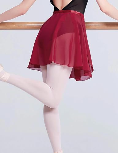 Daydance Burgundy Women Ballet Wrap Skirts Adult Sheer Chiffon Over Scarf for Dancing Leotards - Image 3