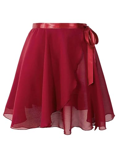 Daydance Burgundy Women Ballet Wrap Skirts Adult Sheer Chiffon Over Scarf for Dancing Leotards - Image 1