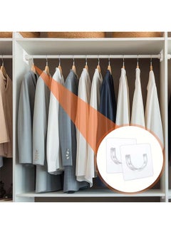 HaHaHai 8 Pcs Shower Rod Holder, Tension Curtain Bracket Sticky, No Drilling Retainer, Clear Hooks Heavy Duty, Wall Hold Tool Liners Support Mount Sticker for Wardrobe Bathroom  - Image 2