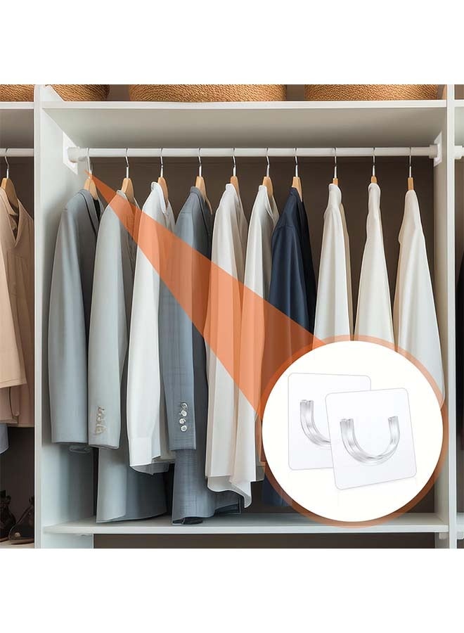 HaHaHai 8 Piece Shower Rod Fixings, Tension Curtain Brackets Adhesive, No Drill Fixings, Clear Heavy Duty Hooks, Wall Mounted Shower Rod Fixings, Wall Fixing Tools Liner Support Mounting Stickers for Wardrobes Bathrooms, Bedrooms, Closets, Balconies  - Image 2