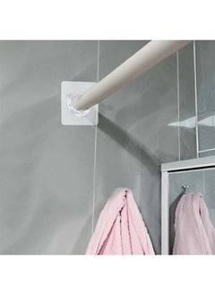 HaHaHai 8 Pcs Shower Rod Holder, Tension Curtain Bracket Sticky, No Drilling Retainer, Clear Hooks Heavy Duty, Wall Hold Tool Liners Support Mount Sticker for Wardrobe Bathroom  - Image 4