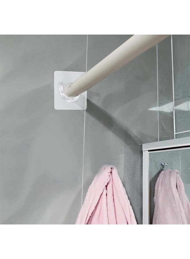 HaHaHai 8 Piece Shower Rod Fixings, Tension Curtain Brackets Adhesive, No Drill Fixings, Clear Heavy Duty Hooks, Wall Mounted Shower Rod Fixings, Wall Fixing Tools Liner Support Mounting Stickers for Wardrobes Bathrooms, Bedrooms, Closets, Balconies  - Image 4
