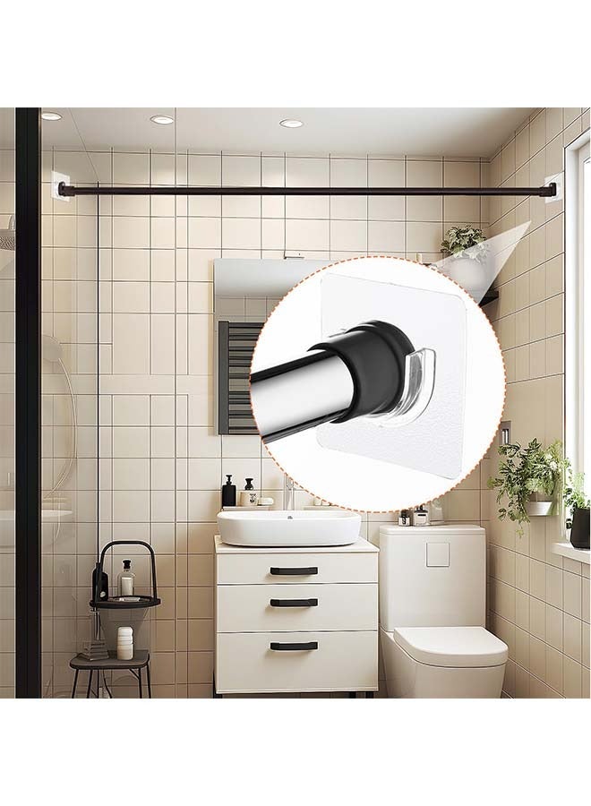 HaHaHai 8 Piece Shower Rod Fixings, Tension Curtain Brackets Adhesive, No Drill Fixings, Clear Heavy Duty Hooks, Wall Mounted Shower Rod Fixings, Wall Fixing Tools Liner Support Mounting Stickers for Wardrobes Bathrooms, Bedrooms, Closets, Balconies  - Image 5