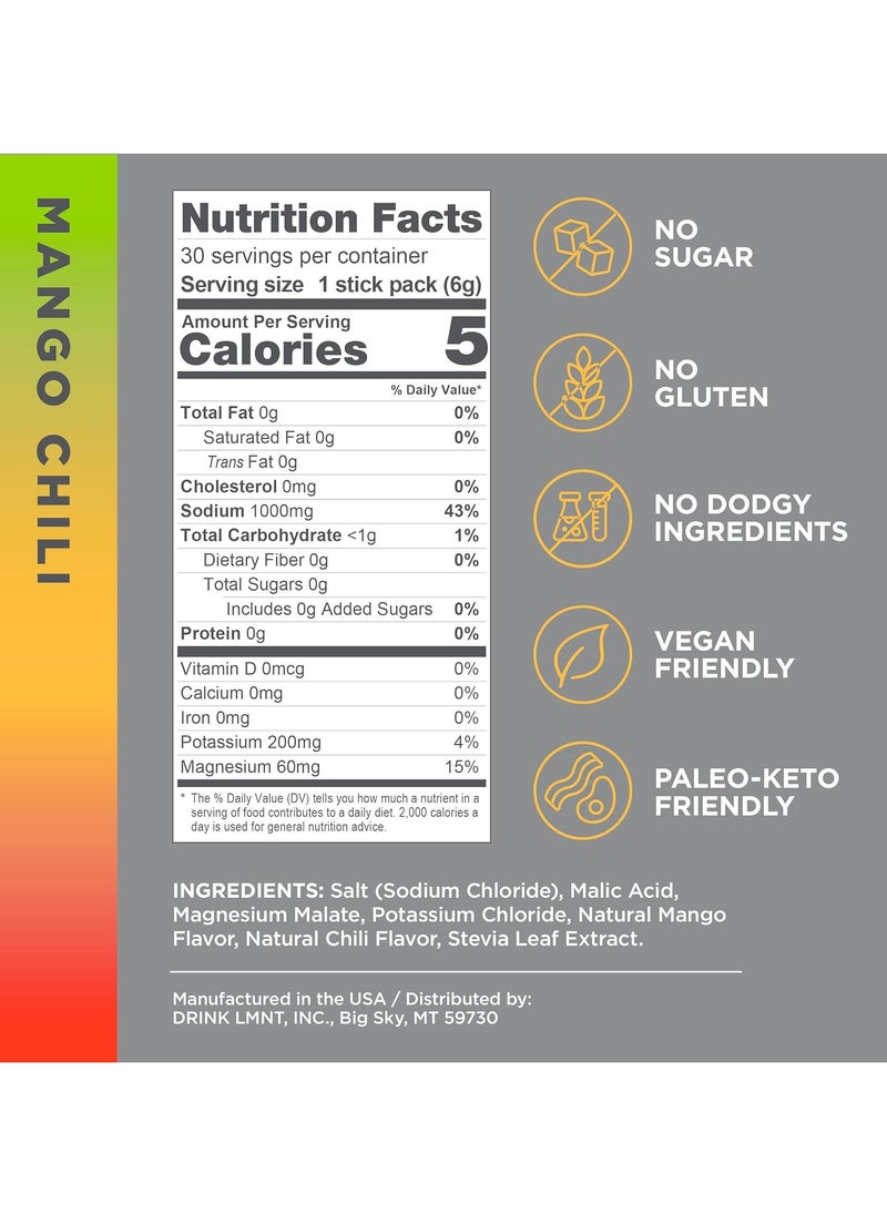 Elemental Labs - LMNT Electrolyte Drink Mix, Mango Chili, 30 Stick Packs - Image 1