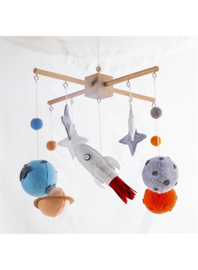 Nordic Style Felt Animal Bed Bell Hanging Ornament Baby Crib Baby Carriage Hand-Eye Coordination Hanging Ornament Bed Bell-Color:Planet Felt Bed Bell Cross - Image 1