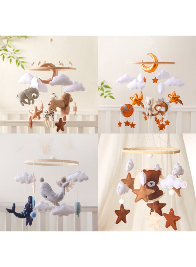 Nordic Style Felt Animal Bed Bell Hanging Ornament Baby Crib Baby Carriage Hand-Eye Coordination Hanging Ornament Bed Bell-Color:Planet Felt Bed Bell Cross - Image 2