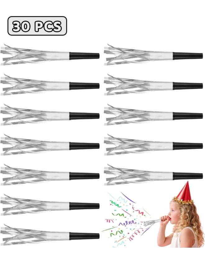 30 PCS Fringe Party Blowers, Party Silver Blowers for Kids, Party Noise Makers Horns, Silver Noisemakers Blow Horns Party Whistles for Graduations, Weddings, Birthdays, Family Gatherings, New Years Events (Silver) - Image 1