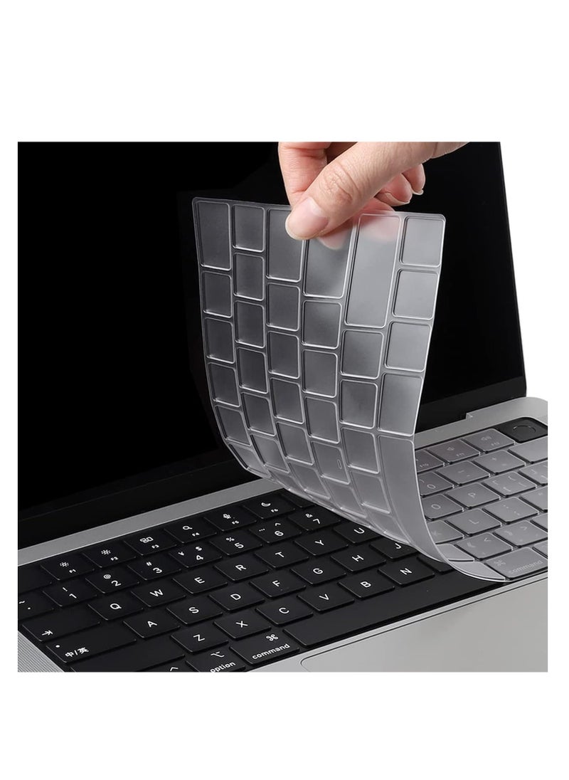 Clear Glitter Case for MacBook Pro 14 inch 2024 2023 2022 2021 M4 M3 M2 M1 A3112/A3185/A3401/A2442/A2779/A2918/A2992, Shiny Bling Sparkle Plastic Hard Shell Case & Keyboard Cover & Anti Blue Screen Protector for MacBook Pro 14 inch