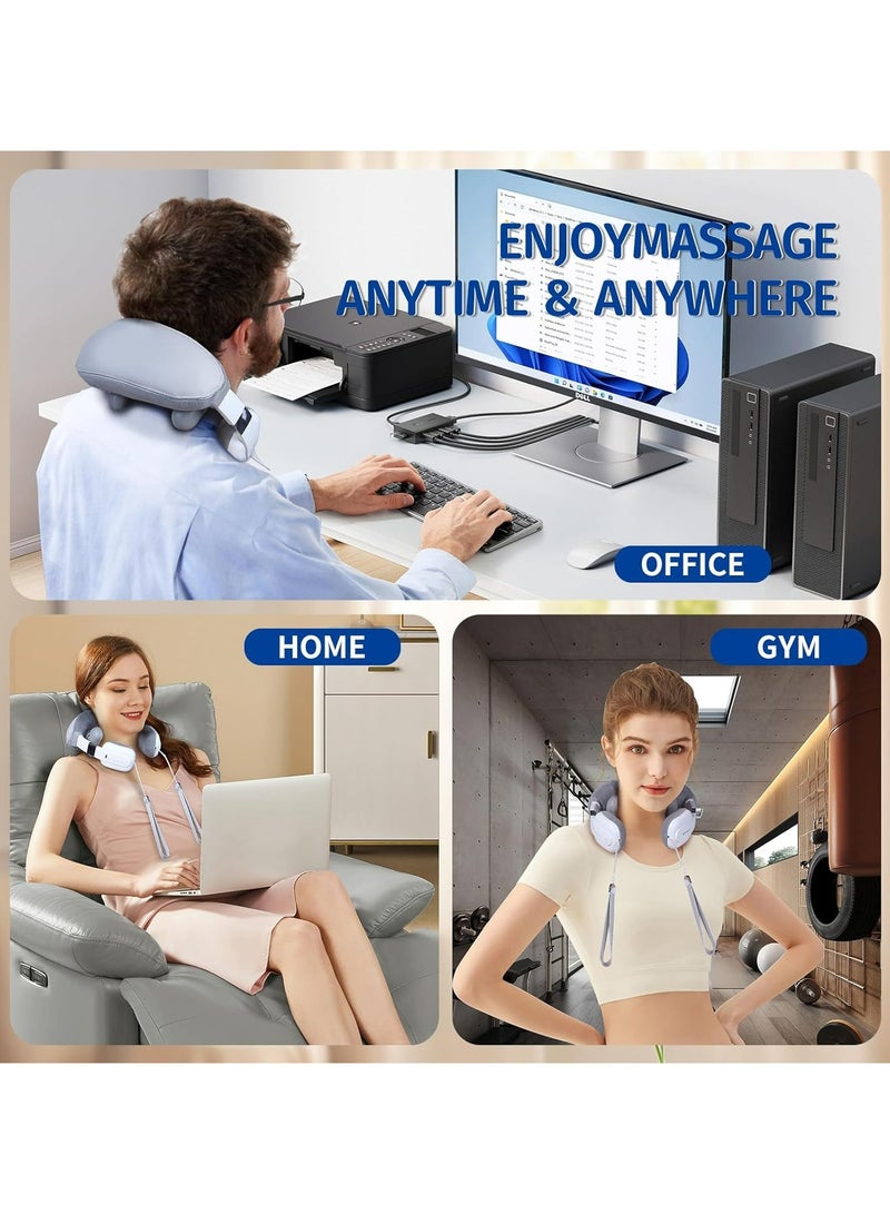 جهاز تدليك الرقبة الكهربائي المحمول - مع تسخين بالأشعة تحت الحمراء وسرعات قابلة للتعديل لتخفيف عميق للأنسجة - Image 5