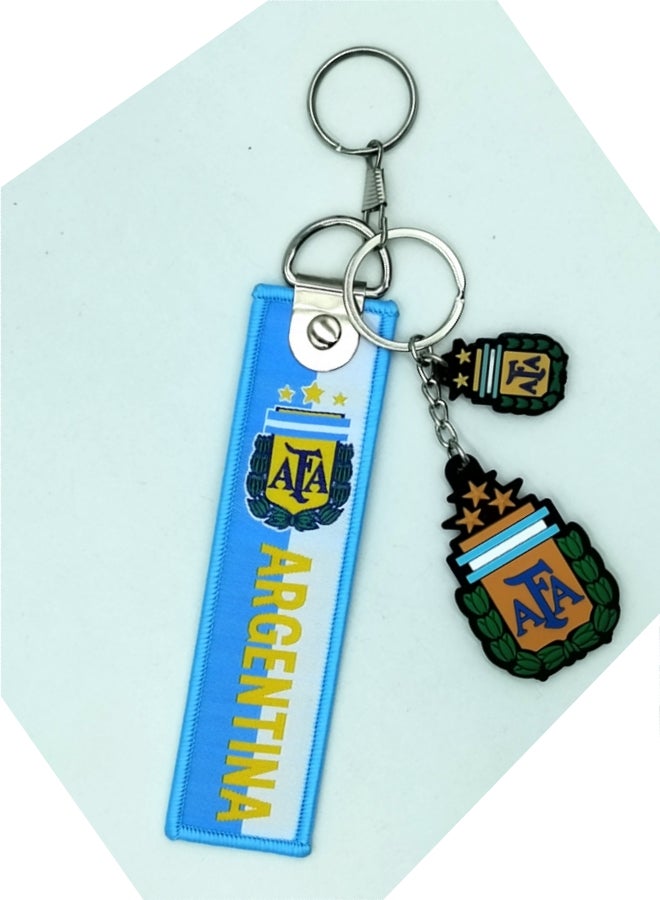 سلسلة مفاتيح مطاطية ناعمة PVC على الوجهين على شكل حرف D حزام من الأرجنتين