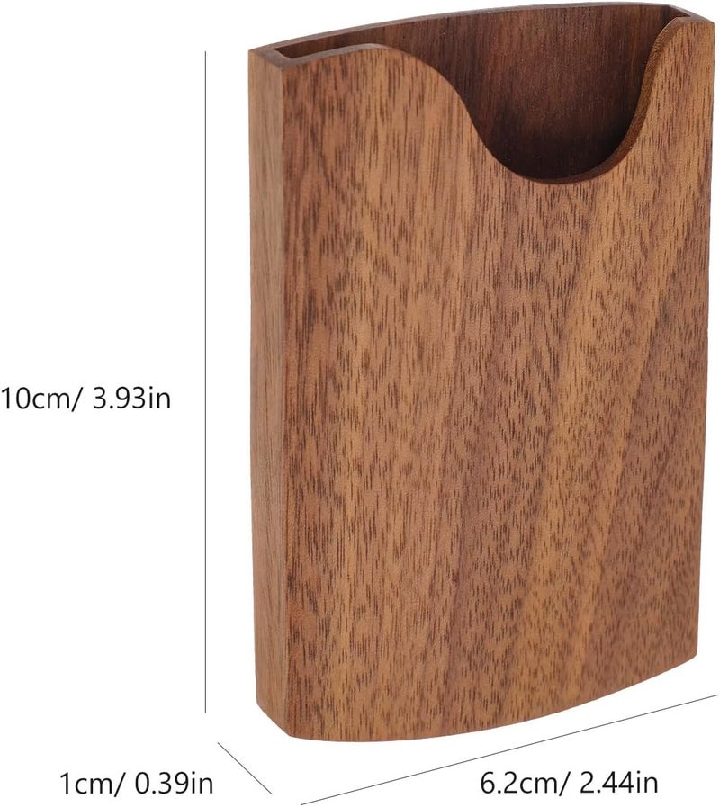 Wooden Business Card Holder Portable Wooden Card Case with Slide Drawer Vintage Solid Wood Desk Organizer for Office and Travel - Image 2