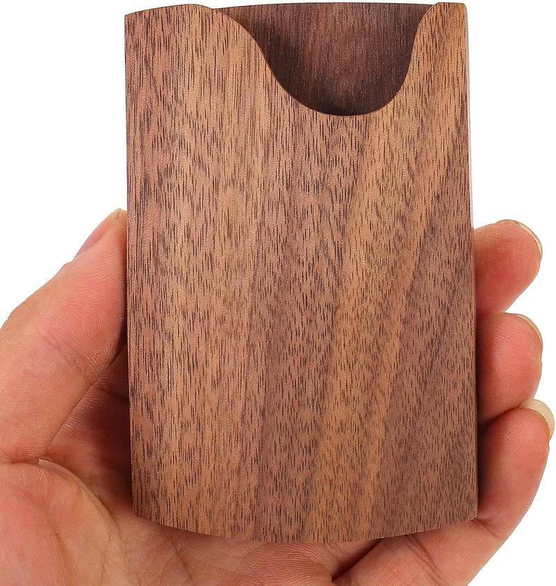 Wooden Business Card Holder Portable Wooden Card Case with Slide Drawer Vintage Solid Wood Desk Organizer for Office and Travel - Image 4