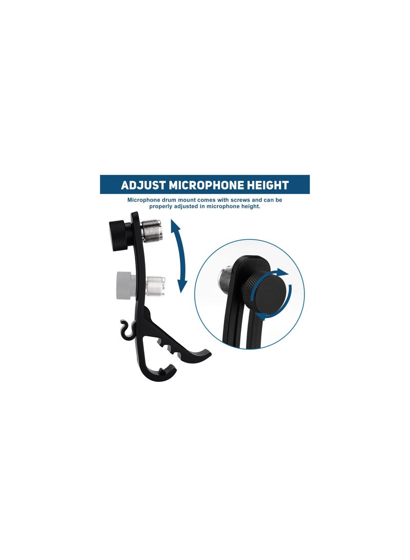 Captaintech Drum Microphone Clip, Adjustable Mic Mount Clamp Holder Mic Securing Clip, Shockproof Drum Mounts for Musical Instrument Supplies, Microphone Drum Mount for Professional Drum Recording(2PCS ) - Image 5