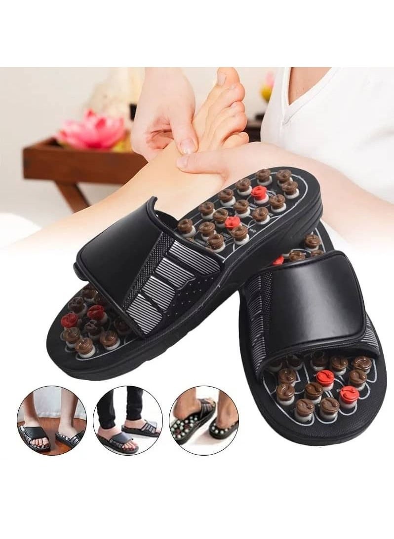 Generic - The Fitz Acupressure Massage Slippers Acupoint Reflexology Therapy Sandals Foot Sandals Non Slip Plantar Fasciitis Relief for Men Women Brown - Image 1