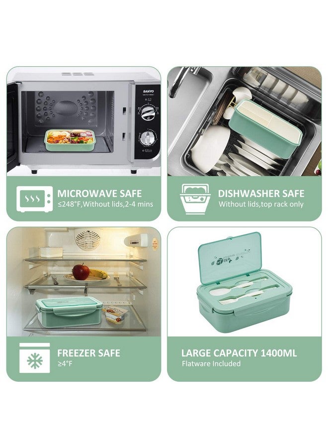 LOVINA Bento Boxes for Adults - 1100 ML Bento Lunch Box For Kids Childrens With Spoon & Fork - Durable Perfect Size for On-the-Go Meal, BPA-Free and Food-Safe Materials(Green) - Image 4
