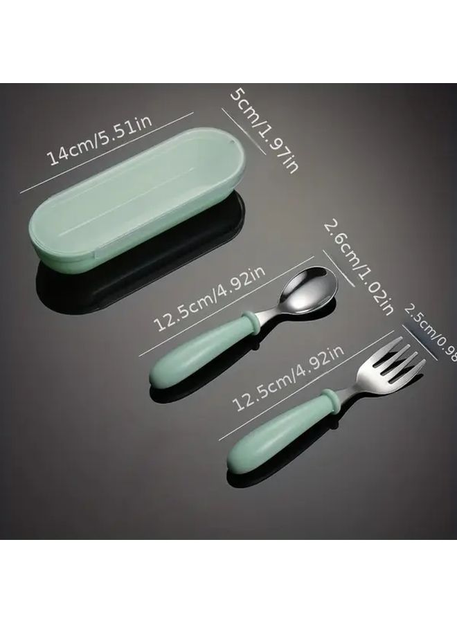 Blue Personalized Kids Cutlery Spoon Fork Storage Box Set Easter Gift - Image 4