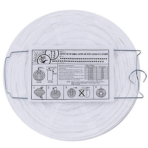 Supla 20 Pack Chinese White Paper Lantern Round 4” 6” 8” 10” 12” White Hanging Lanterns Wedding Party Decorations - Image 3